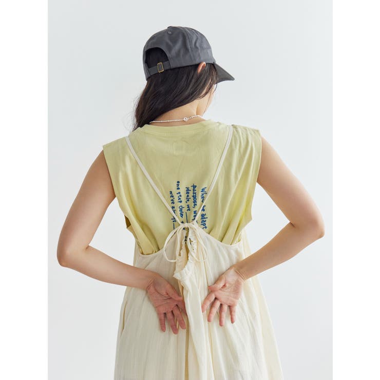 イエロー | カラーエンブロイダリータンクトップ | Ungrid