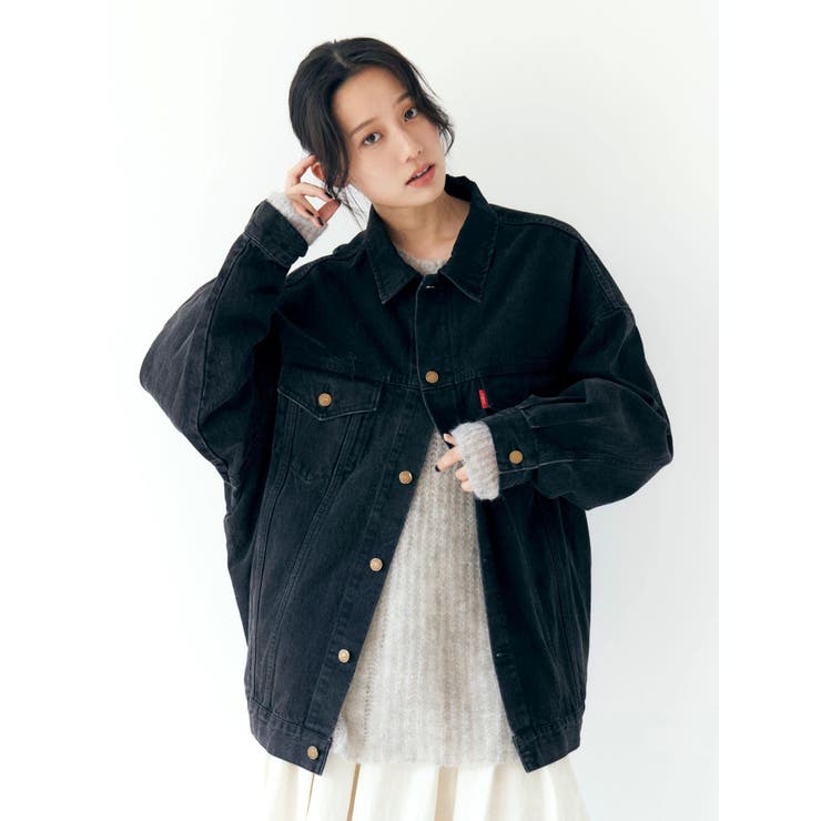 ブラック | ビッグシルエットデニムジャケット | Ungrid