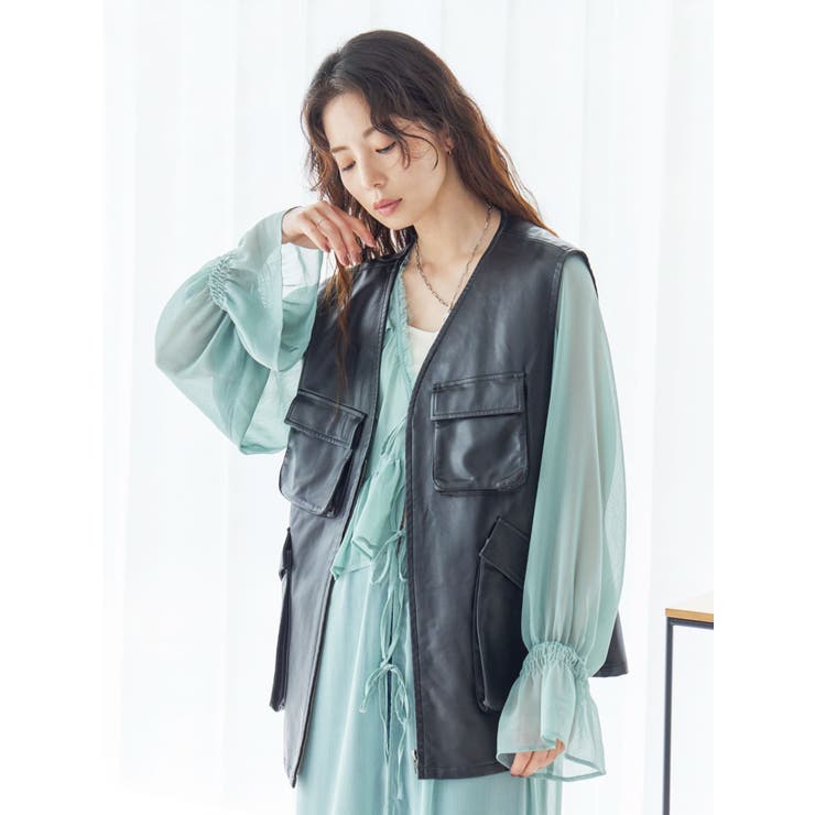 フェイクレザーベスト | Ungrid | 詳細画像10