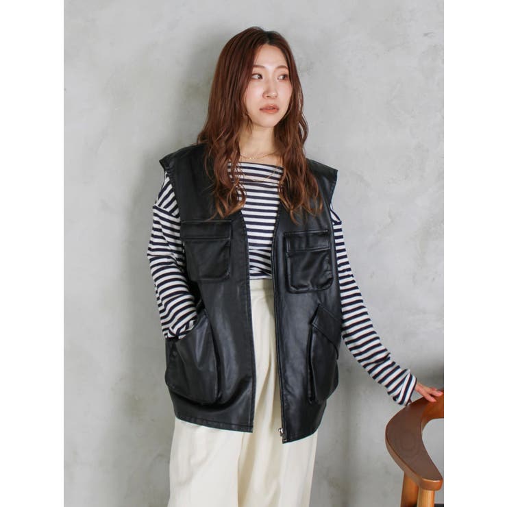 フェイクレザーベスト | Ungrid | 詳細画像12