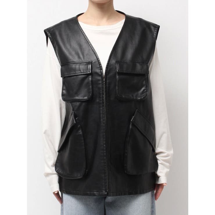 フェイクレザーベスト | Ungrid | 詳細画像15