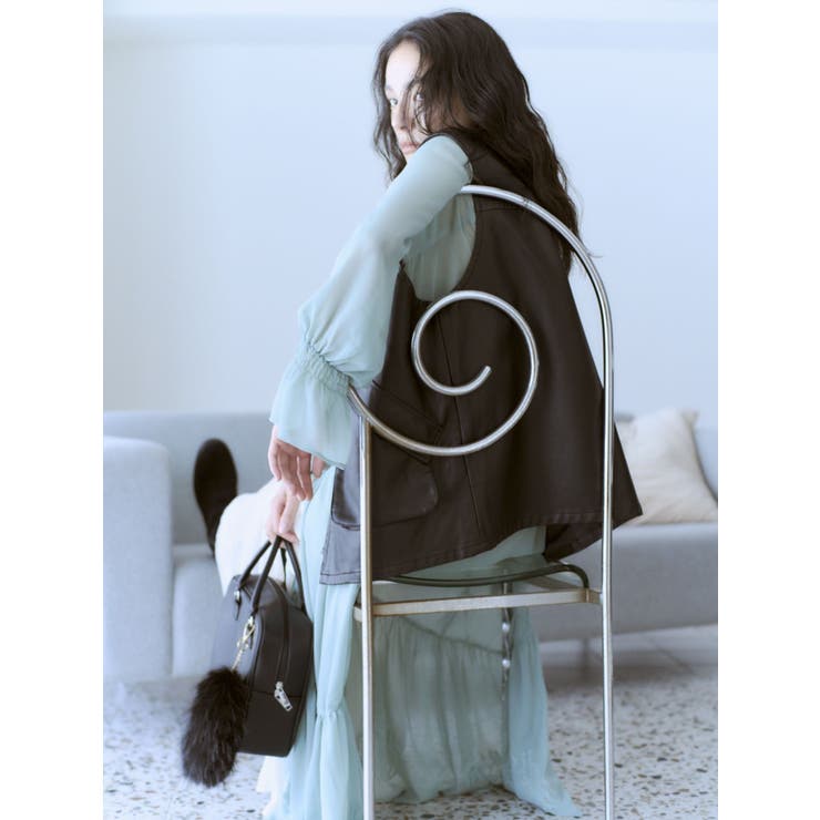 ブラック | フェイクレザーベスト | Ungrid