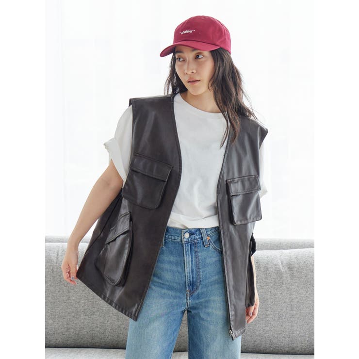 ダークブラウン | フェイクレザーベスト | Ungrid