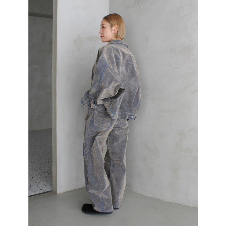 Ungrid フロッキー起毛デニムジャケット&カーブデニム Ungrid デニムジャケット gジャン フロッキー起毛デニムジャケット