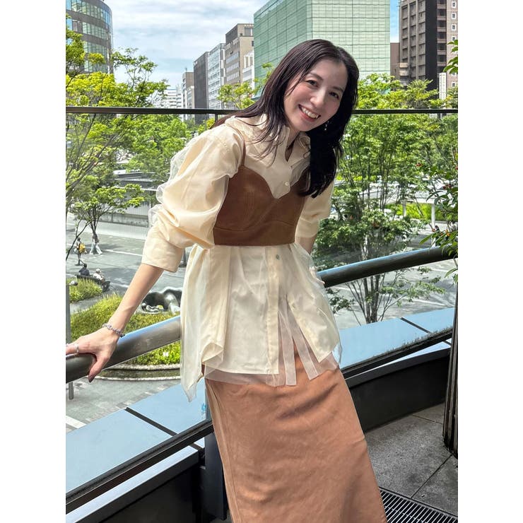 展示会人気NO.1】チュールレイヤードルーズシャツ[品番：MKSW0065202