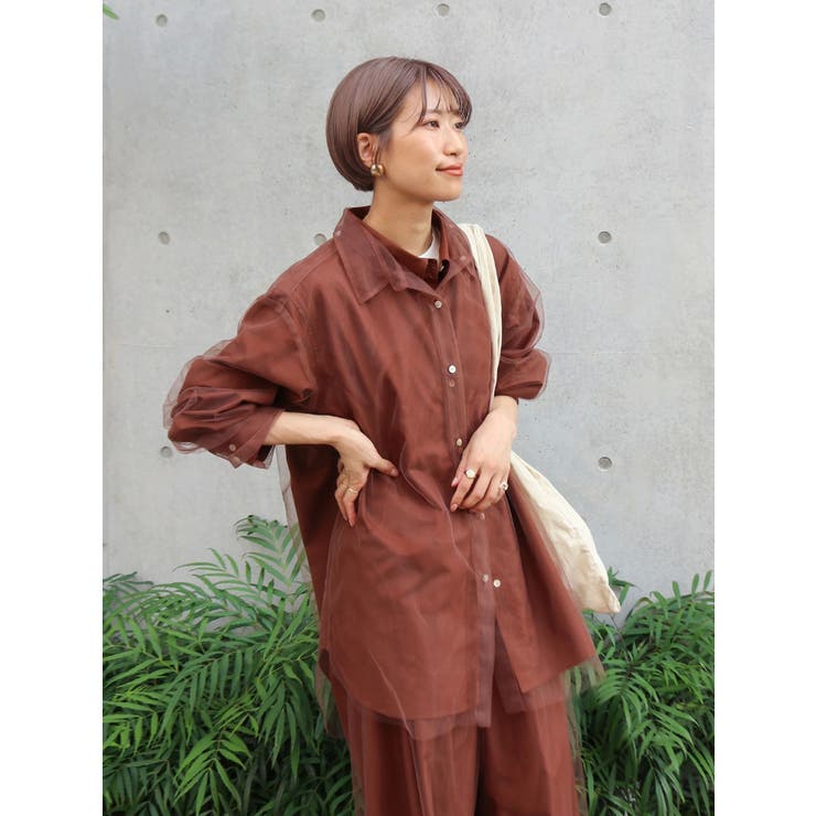 【展示会人気NO.1】チュールレイヤードルーズシャツ | Ungrid | 詳細画像42 