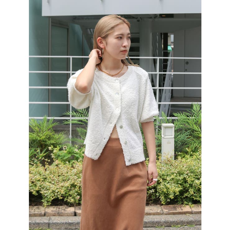 オフホワイト | ハーフスリーブニットカーデ | Ungrid