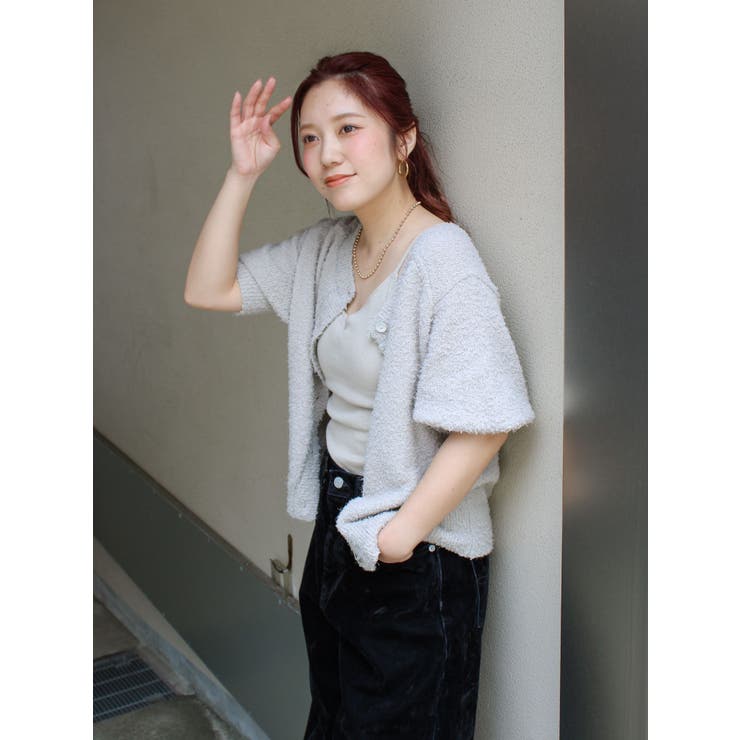 グレー | ハーフスリーブニットカーデ | Ungrid