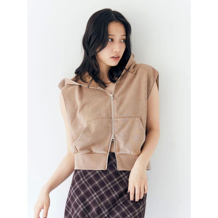 ヴィンテージウォッシュジップノースリパーカー | Ungrid | 詳細画像16 