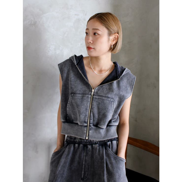 ヴィンテージウォッシュジップノースリパーカー | Ungrid | 詳細画像19 