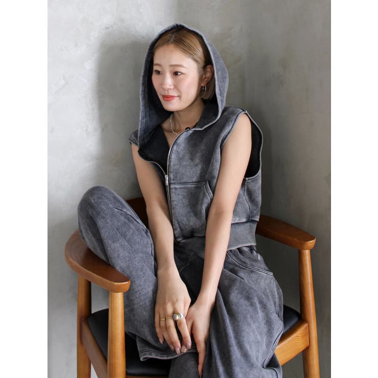 ヴィンテージウォッシュジップノースリパーカー | Ungrid | 詳細画像20 