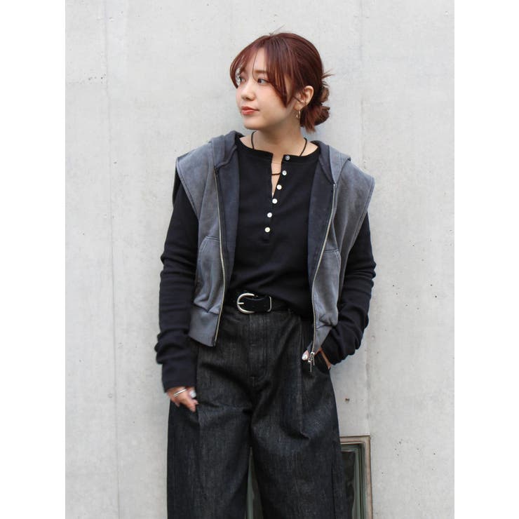 ヴィンテージウォッシュジップノースリパーカー | Ungrid | 詳細画像3 