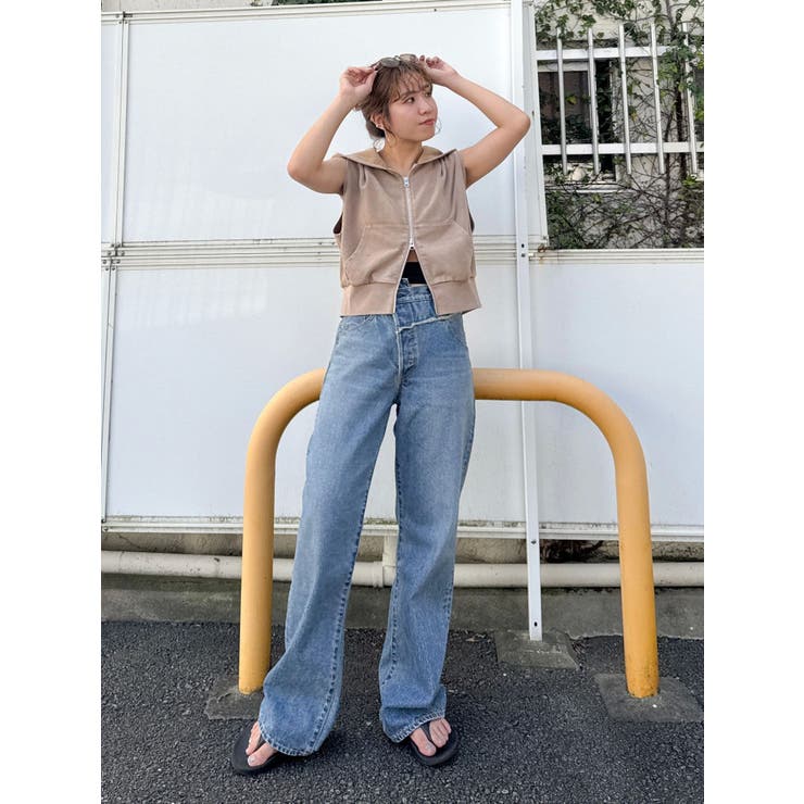 ベージュ | ヴィンテージウォッシュジップノースリパーカー | Ungrid