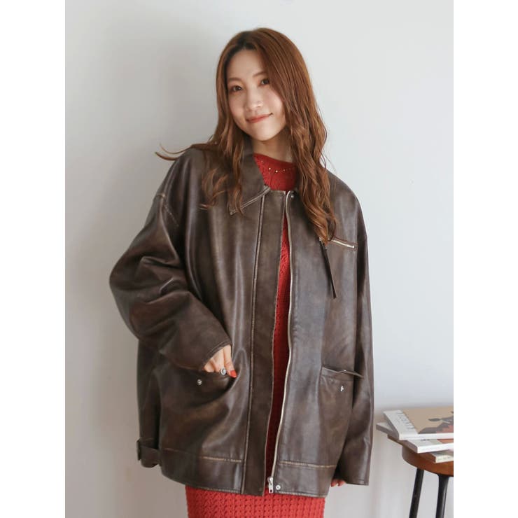 ルーズシルエットフェイクレザーブルゾン | Ungrid | 詳細画像23 