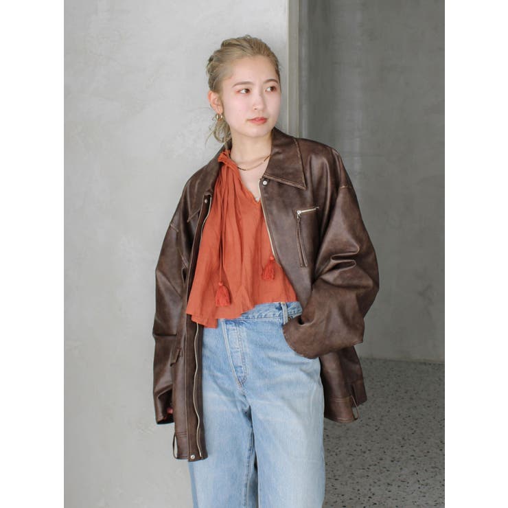 ルーズシルエットフェイクレザーブルゾン | Ungrid | 詳細画像29 