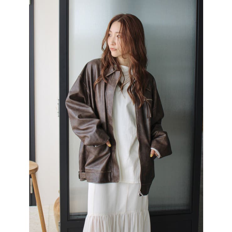 ルーズシルエットフェイクレザーブルゾン | Ungrid | 詳細画像32 