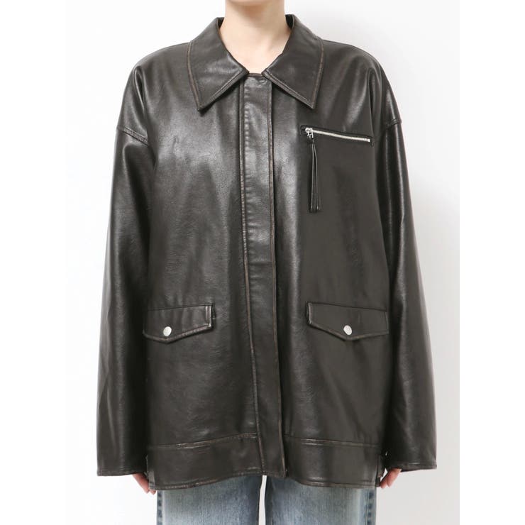 ルーズシルエットフェイクレザーブルゾン | Ungrid | 詳細画像41 