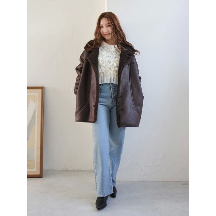 フェイクムートンルーズブルゾン | Ungrid | 詳細画像45 