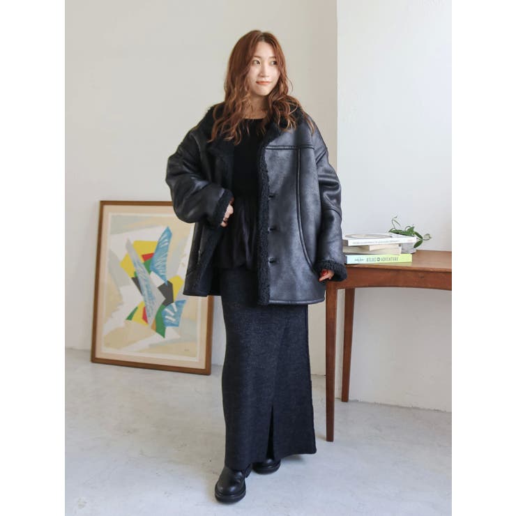 フェイクムートンルーズブルゾン | Ungrid | 詳細画像49 