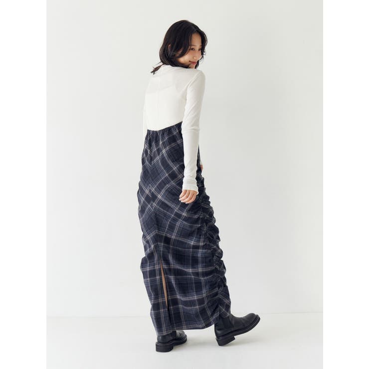 シャーリングデザインチェックワンピース | Ungrid | 詳細画像7 