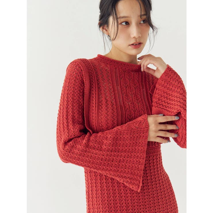 透かし編みニットワンピース | Ungrid | 詳細画像5 