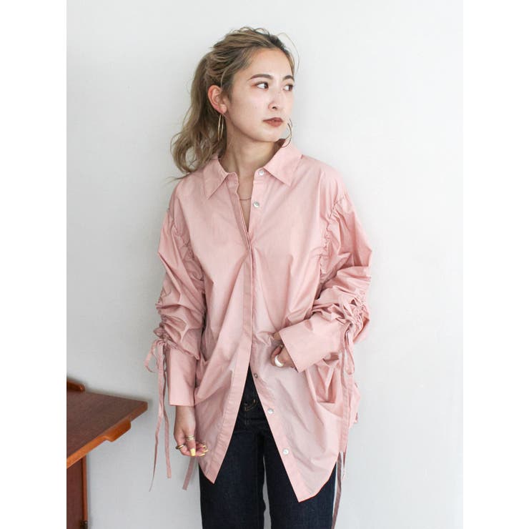 ピンク | ギャザーデザインルーズシャツ | Ungrid