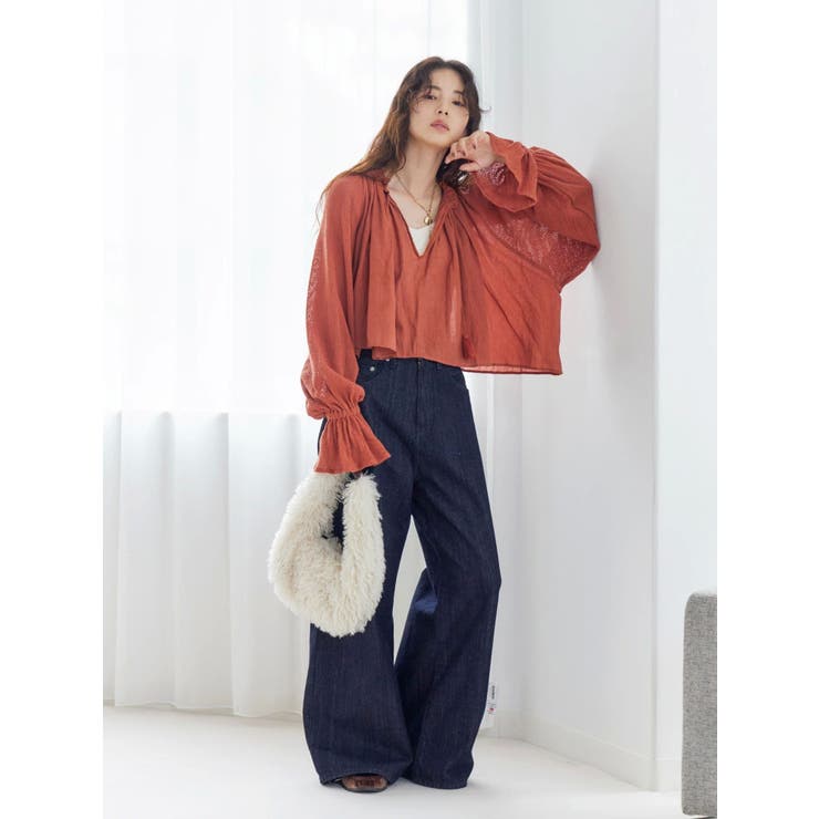 メッシュコンビショートブラウス | Ungrid | 詳細画像16 