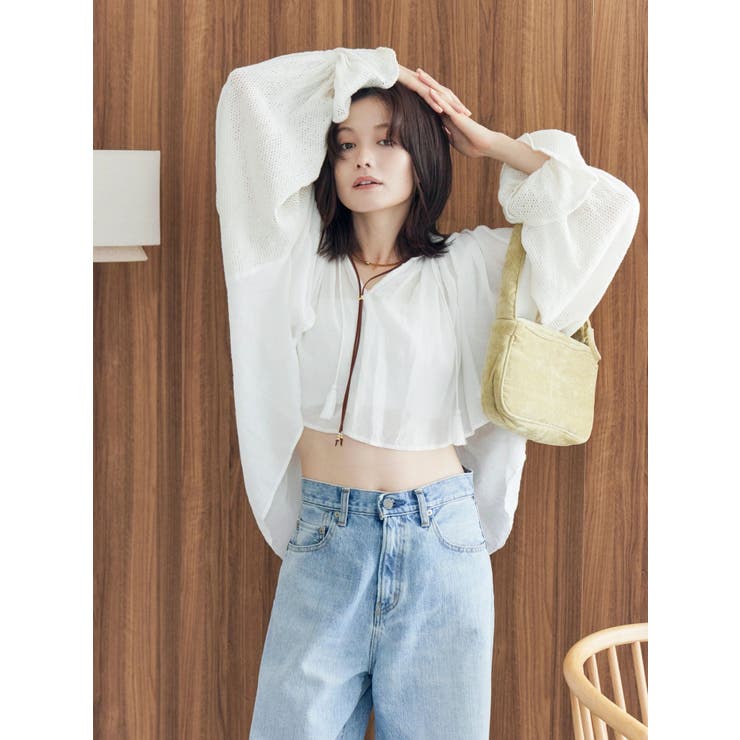 メッシュコンビショートブラウス | Ungrid | 詳細画像6 