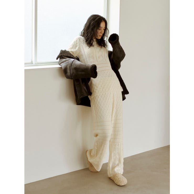 透かし編みニットパンツ | Ungrid | 詳細画像1 