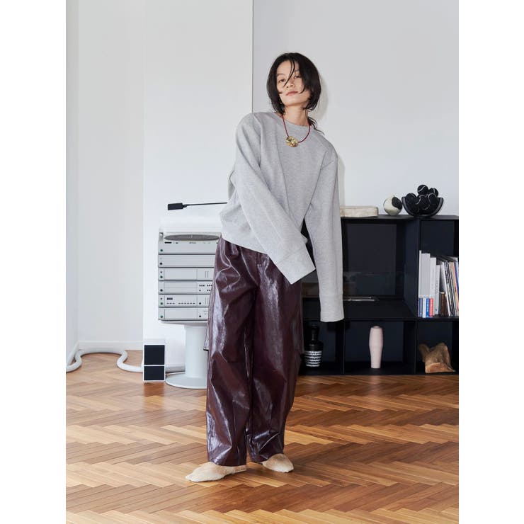 【Htage】フェイクレザータックカーブパンツ | Ungrid | 詳細画像4 