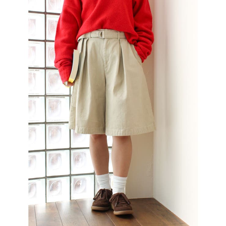 ベージュ | ワイドシルエットチノハーフパンツ | Ungrid