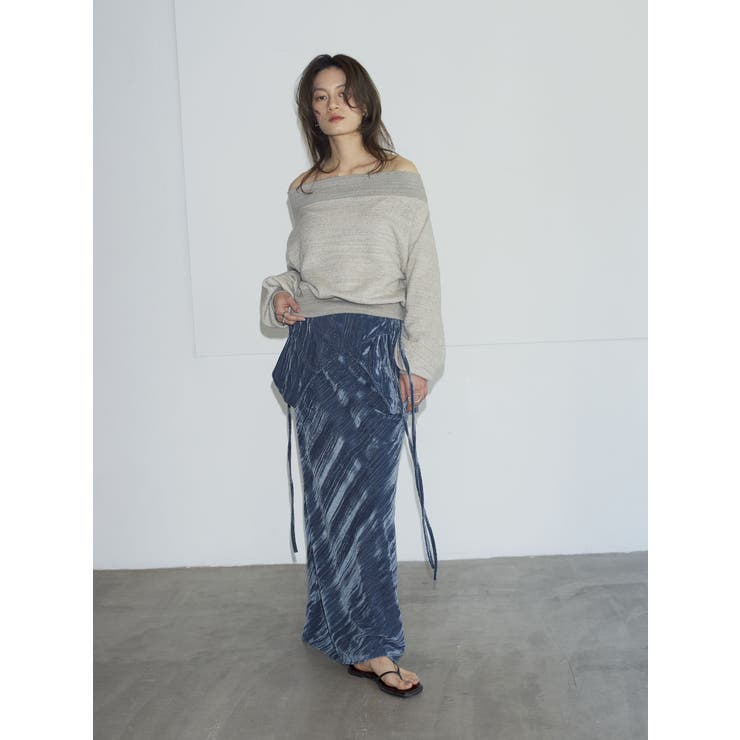 【Htage】ラップデザインベロアスカート | Ungrid | 詳細画像4 