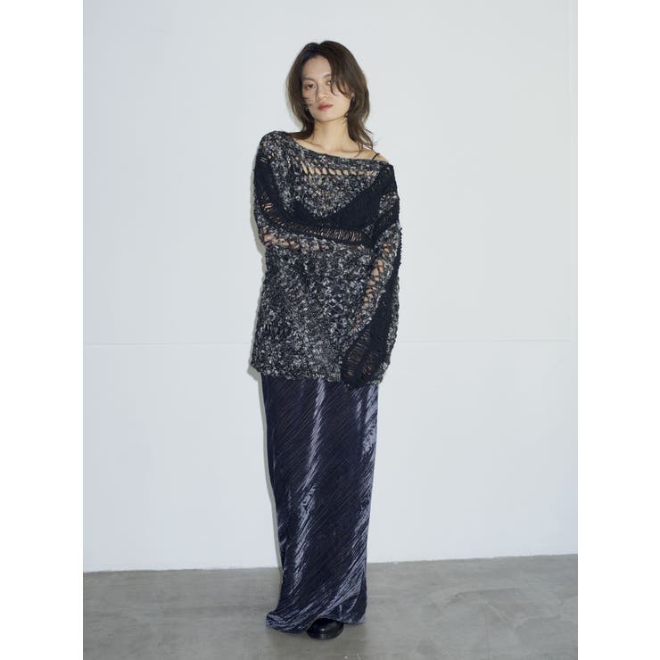 ブラック | 【Htage】ラップデザインベロアスカート | Ungrid