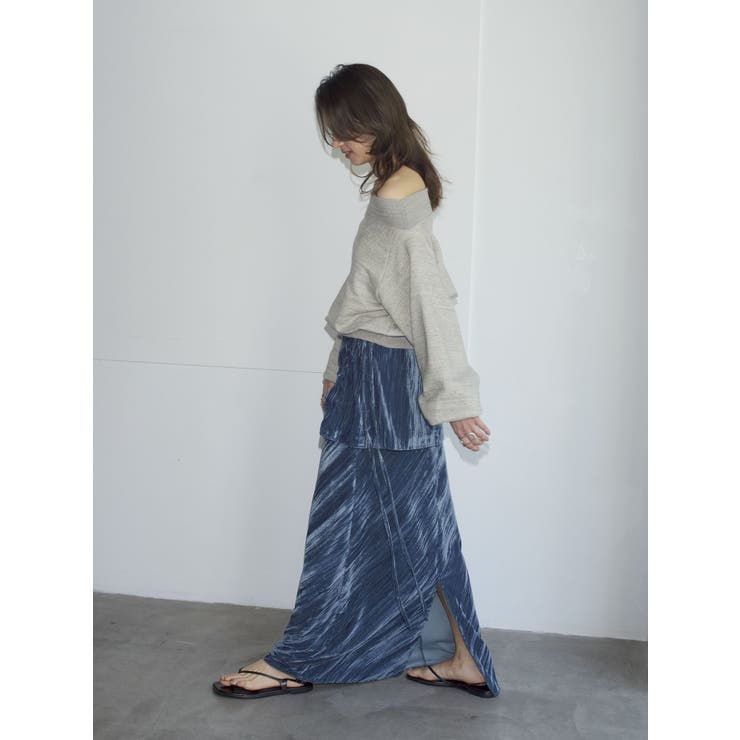ブルー | 【Htage】ラップデザインベロアスカート | Ungrid