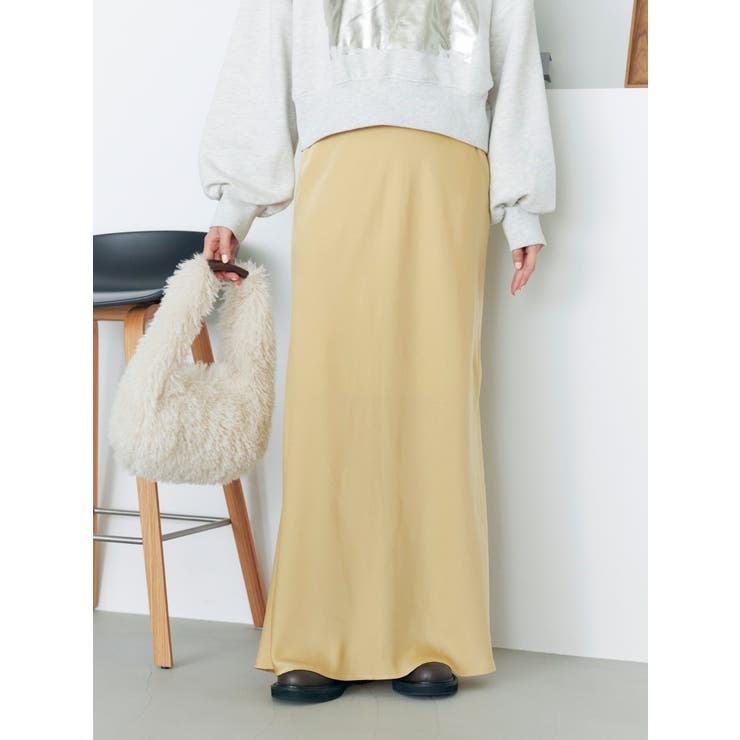 イエロー | サテンフレアスカート | Ungrid