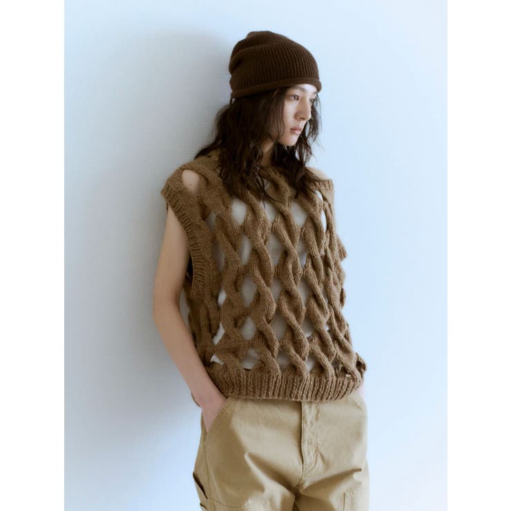 ブラウン | リボンデザインニット帽 | Ungrid