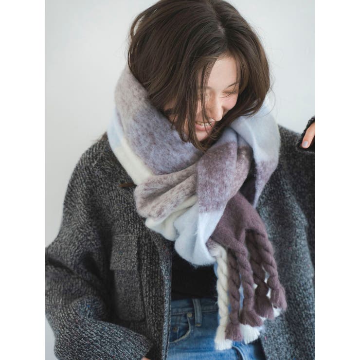 ミックス | 起毛大判ニットマフラー | Ungrid