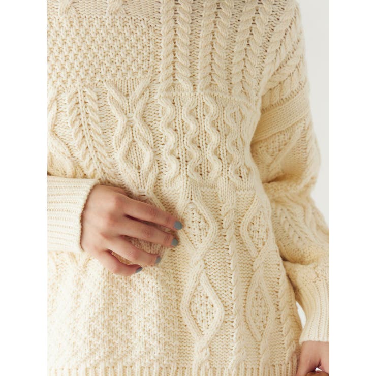【WEB限定】パッチワークケーブルニット | Ungrid | 詳細画像11 