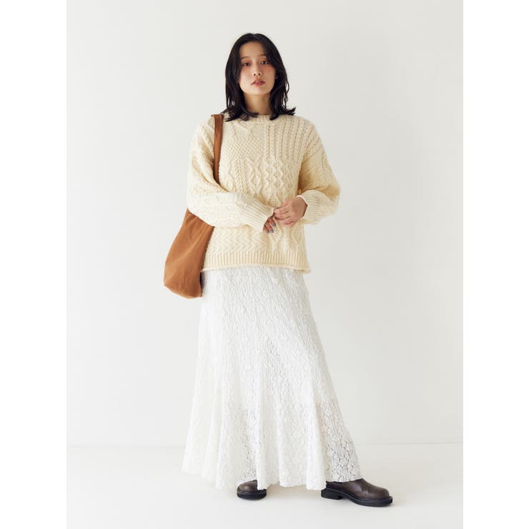 【WEB限定】パッチワークケーブルニット | Ungrid | 詳細画像12 