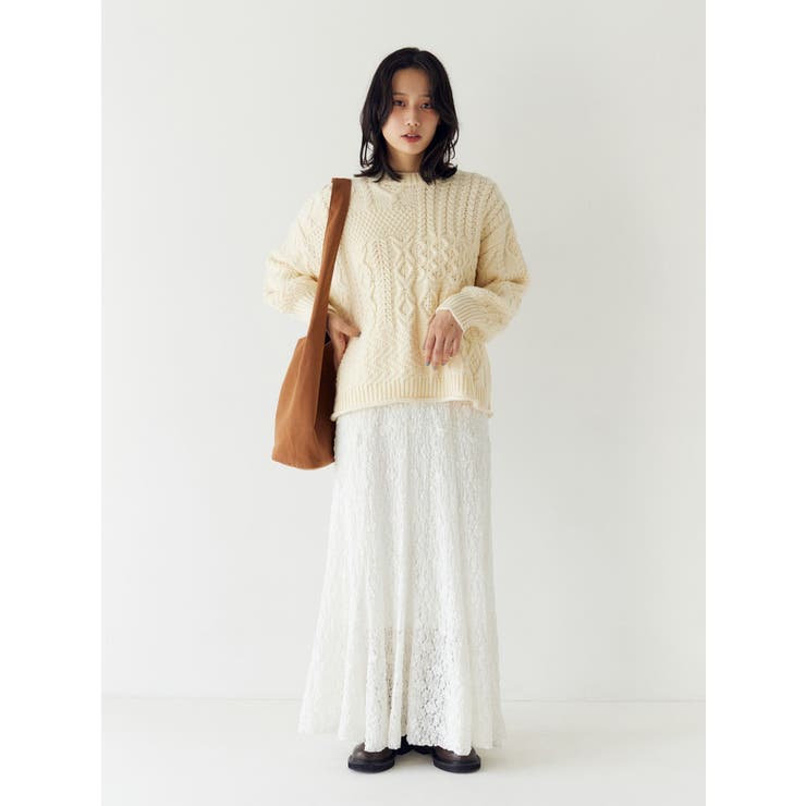 【WEB限定】パッチワークケーブルニット | Ungrid | 詳細画像13 