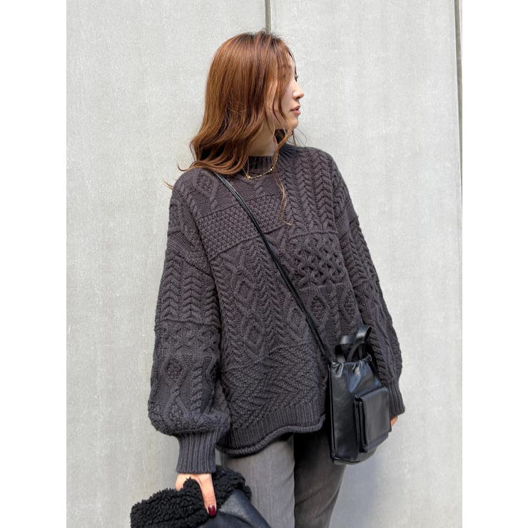 【WEB限定】パッチワークケーブルニット | Ungrid | 詳細画像15 