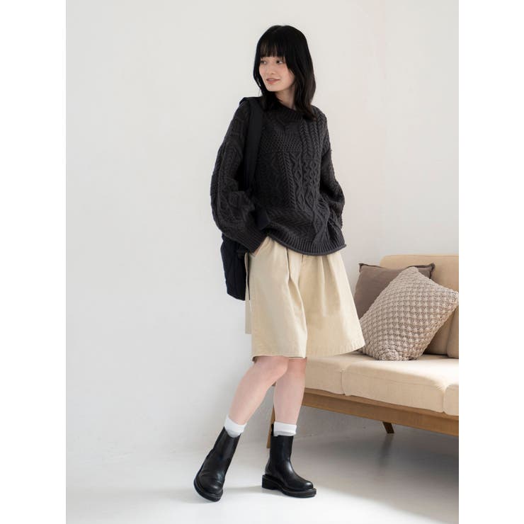 【WEB限定】パッチワークケーブルニット | Ungrid | 詳細画像21 