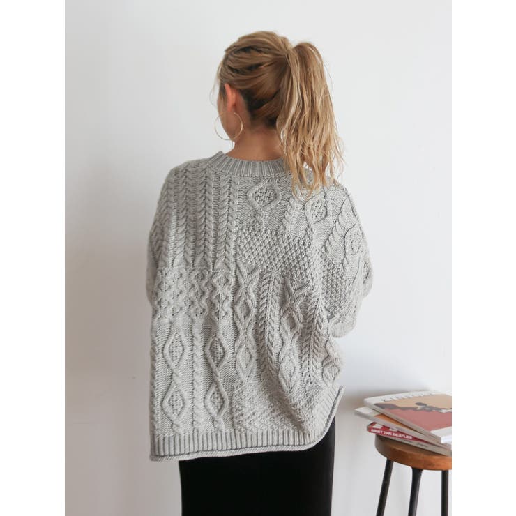 【WEB限定】パッチワークケーブルニット | Ungrid | 詳細画像24 