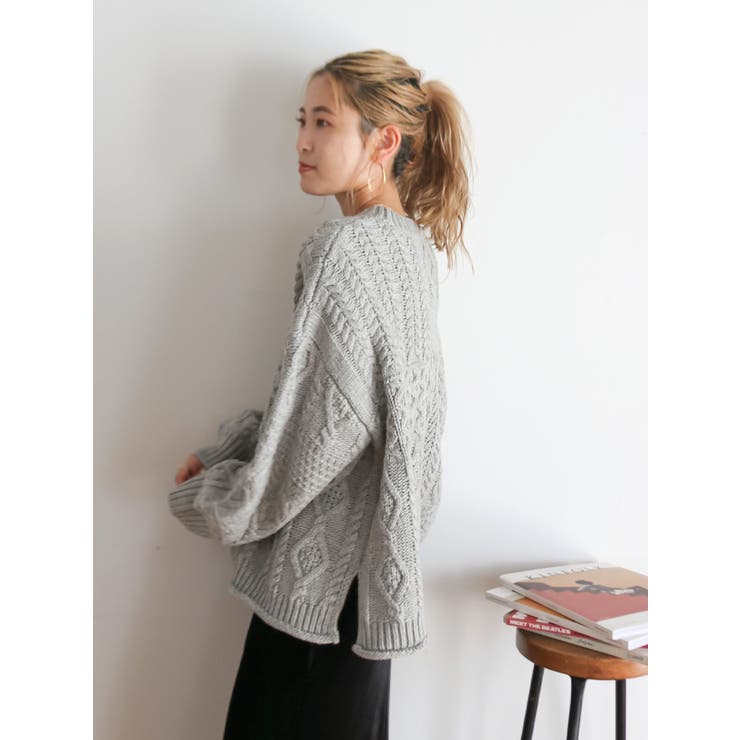 【WEB限定】パッチワークケーブルニット | Ungrid | 詳細画像25 
