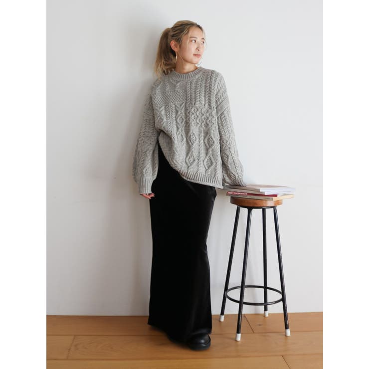 【WEB限定】パッチワークケーブルニット | Ungrid | 詳細画像26 