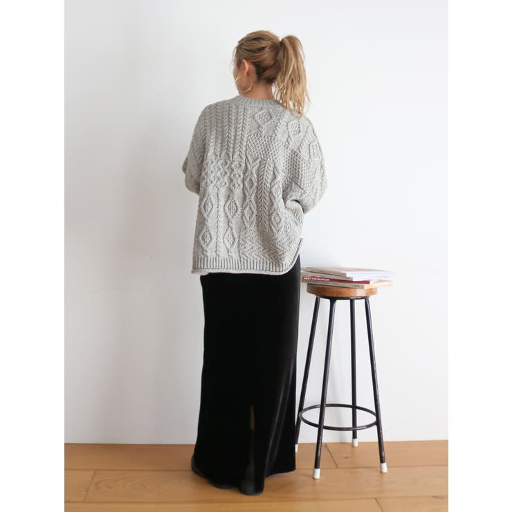 【WEB限定】パッチワークケーブルニット | Ungrid | 詳細画像28 