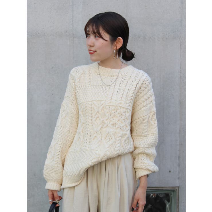 【WEB限定】パッチワークケーブルニット | Ungrid | 詳細画像29 