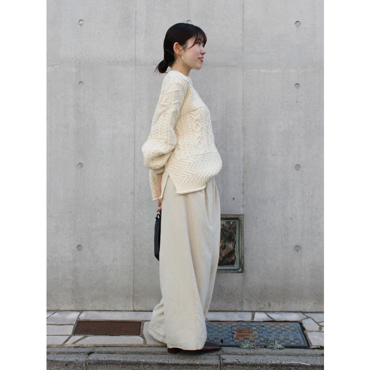 【WEB限定】パッチワークケーブルニット | Ungrid | 詳細画像33 
