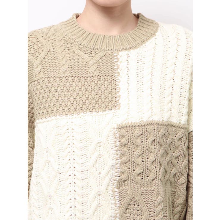 【WEB限定】パッチワークケーブルニット | Ungrid | 詳細画像38 