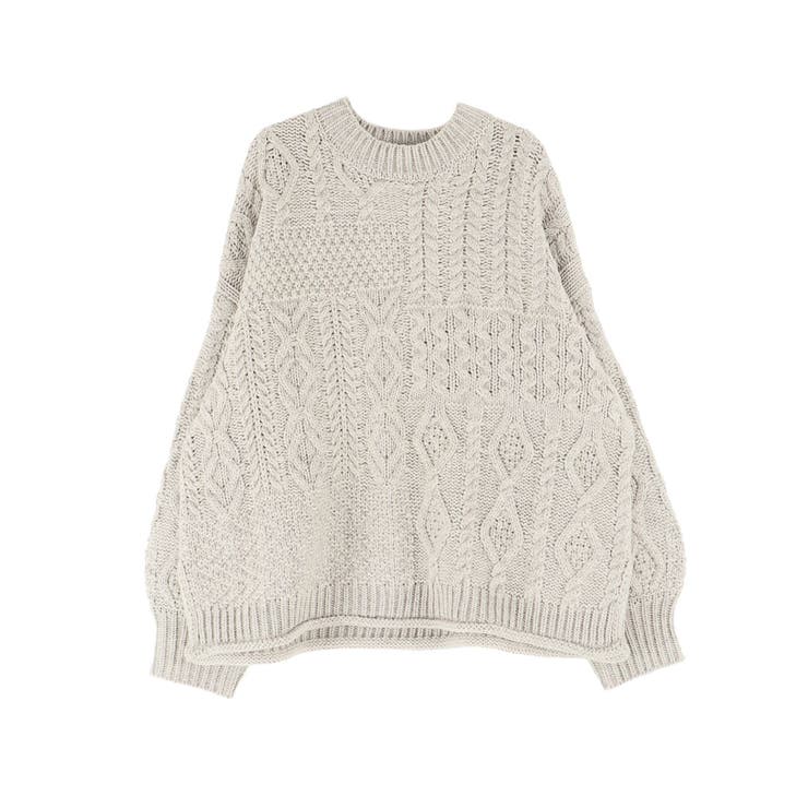 【WEB限定】パッチワークケーブルニット | Ungrid | 詳細画像48 